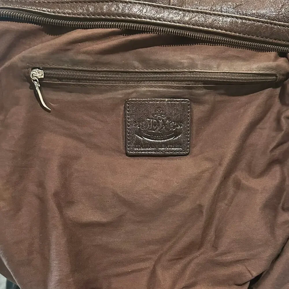 Y2K DXtouch Italy Chocolate Brown Leather Crescent Hobo Rhinestone Strap